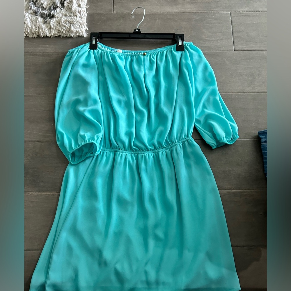 Blue off the shoulder dress
